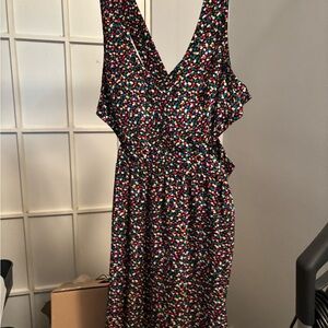 Sleeveless V-Neck Multicolor Printed Dress